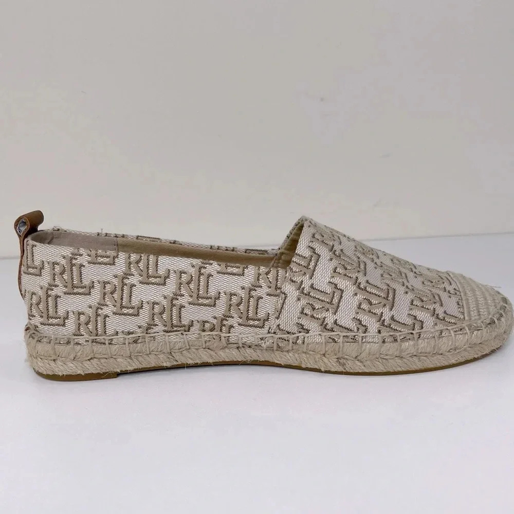 Ralph Lauren Cameryn II Monogram Jacquard Espadrille  new money preppy LOGO